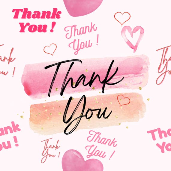Thank you! with Pink Hearts - Gift Wrap Papers